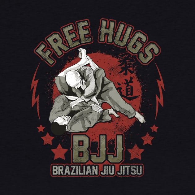 Funny Free Hugs Jiu Jitsu Pun BJJ Martial Arts by theperfectpresents